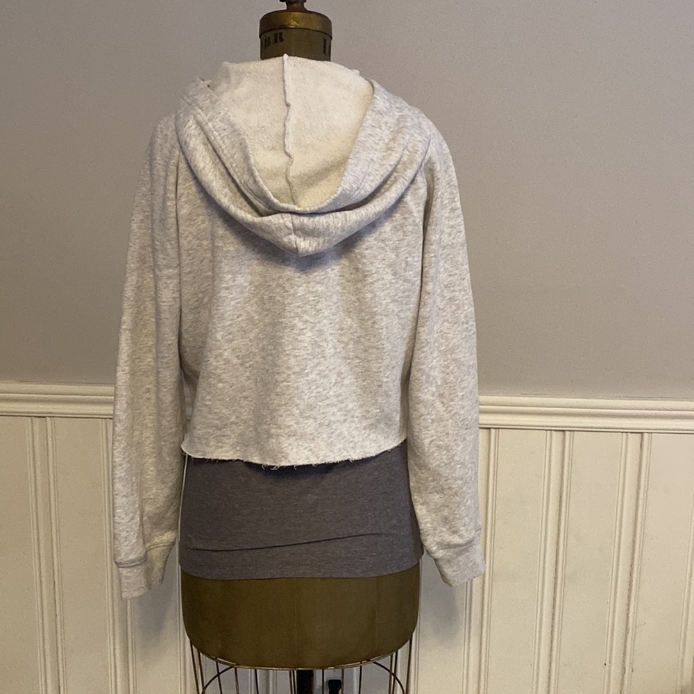 PINK - (Victoria’s Secret) - sweatshirt hoodie - light grey with lace up detail - Picture 5 of 10